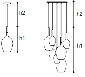 Lámpara Colgante Rosè 3050/SG - Incanto Italamp - Dimensiones